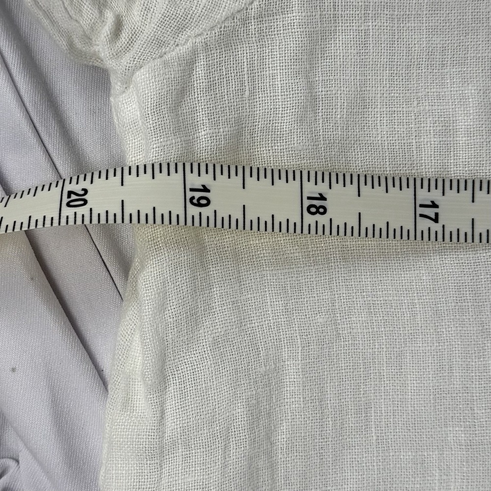 Terzo Millennio Blouse‎ Top M White 100% Linen Made in Italy Bell Sleeve Crochet - Picture 4 of 6